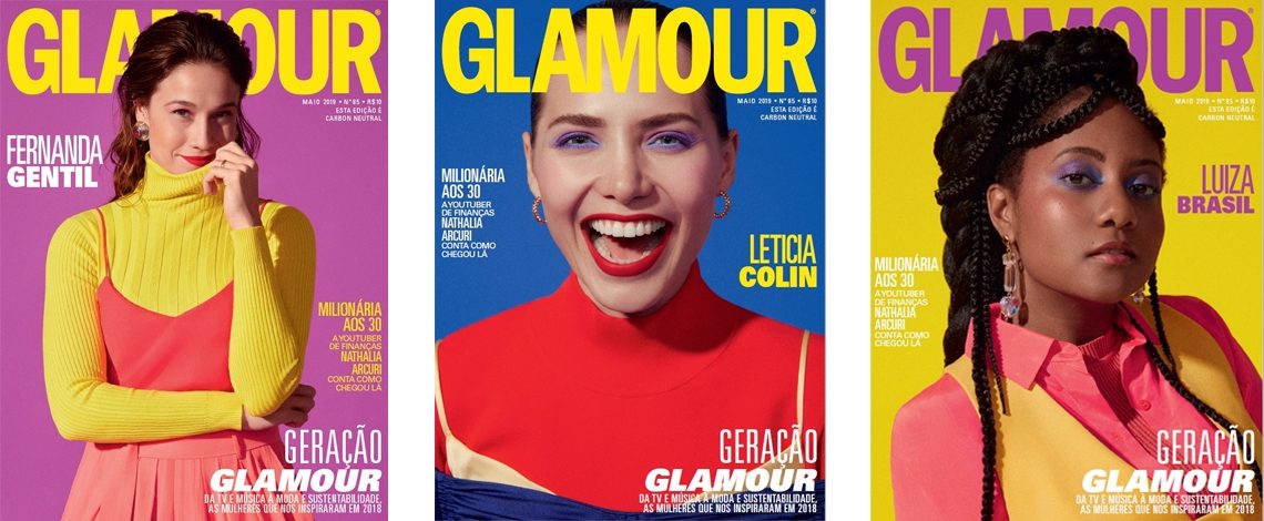 Glamour de maio traz três capas diferentes e colorful